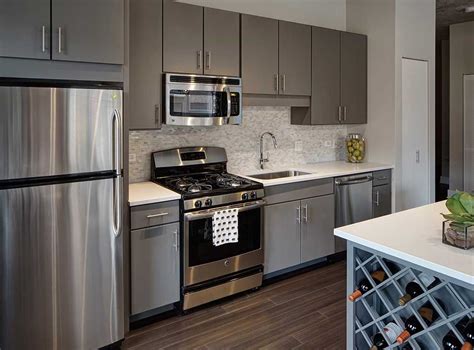 grey cabinets with stainless steel appliances|gray kitchen cabinets houston.